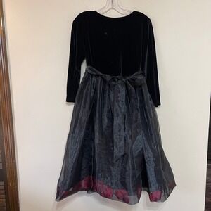 Storybook Heirlooms Kids Black‎ Velvet Organza Rose Petal Dress 16 Flower Girl